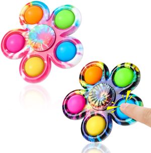 Pop It Fidget Spinners, Fidget Toy Pack Spinners for Boys and girls, Sensory Toys Tie Dye Simple Fidget Popper Pack, Pop Bubble Fidget Toy for ADHD Anxiety and Stress Relief Gift