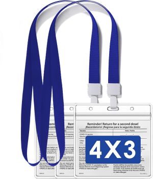 ID Card Protector and Holder (2 Pack + 2 Lanyard, 4 x 3 in)