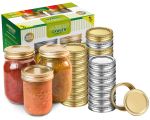 Fits BALL, KERR, American Raven Mason Jar Canning Lids and Rings |12 Set, Gold & Silver Mix|